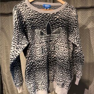 Adidas Blue and Gray Knit Sweater